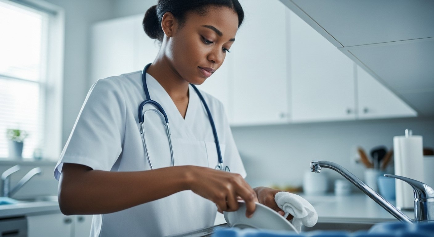 Dishwashing and kitchen cleanup
